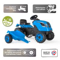 Šliapací traktor Farmer XL modrý s vozíkom